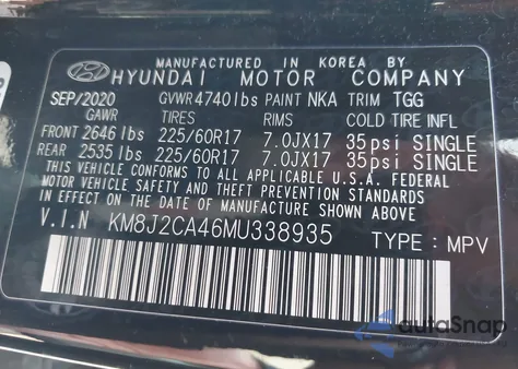 2021 Hyundai Tucson Se from USA, damaged, VIN KM8J2CA46MU338935